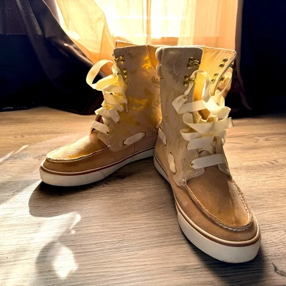 Sperry Acklin/Gold Camo Boat Shores, size 10, (W) - Picture 1 of 7
